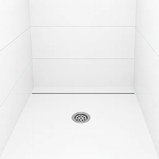 Frameless glass shower with book-matched marble walls in a Miami condo bathroom