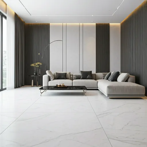 Open-plan Miami home renovation showing integrated kitchen, dining, and stone feature wall