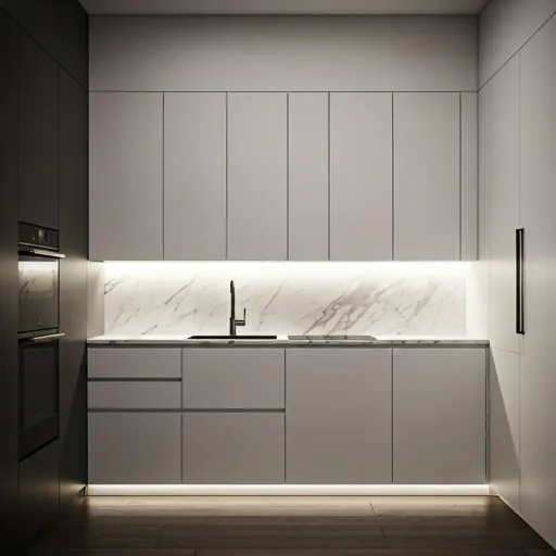 Luxury kitchen with marble slabs